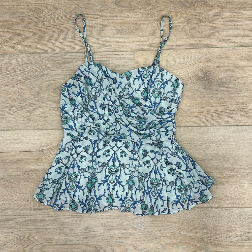 Forever 21 Light Blue Floral Peplum Top
